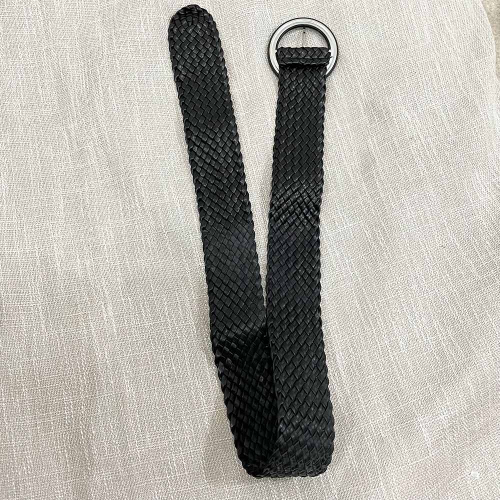 Women's Black Weaved Faux Leather Belt 33 Inches